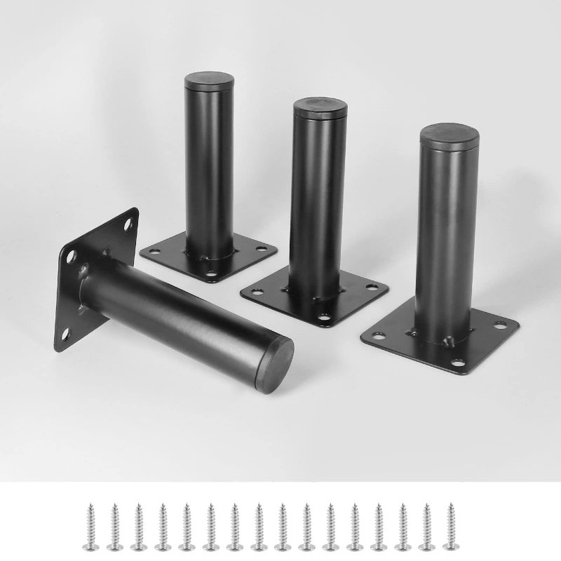 Masendelk Black Furniture Legs 4 Inch / 100mm, 4pcs Modern Sofa Legs Cabinet Replacement Legs, Heavy Duty Metal Legs with Mounting Screw for DIY Furniture Couch TV Cabinet Dresser Desk Risers - Image 1